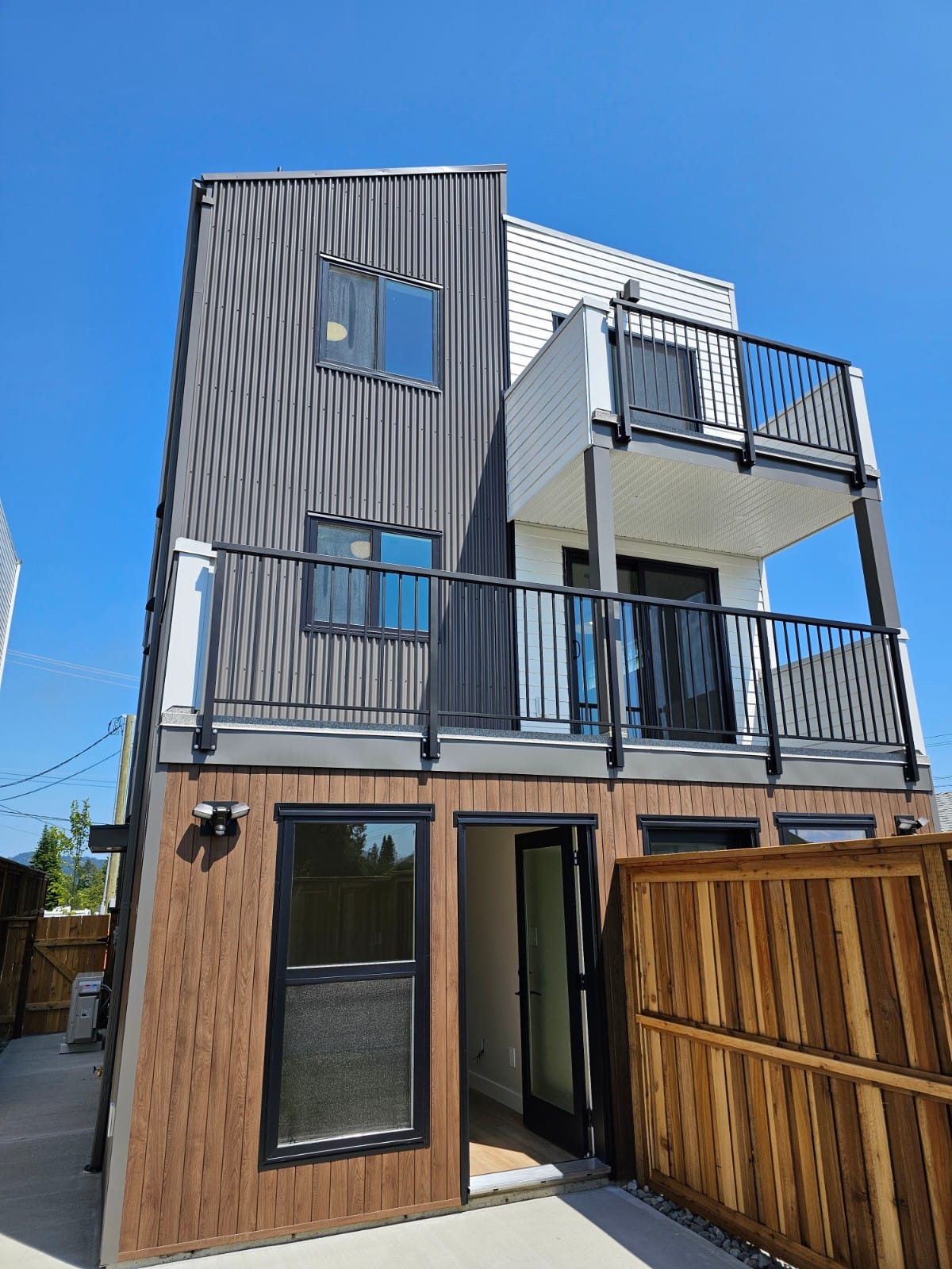 Modern prefab duplex Sooke British Columbia — exterior view 2